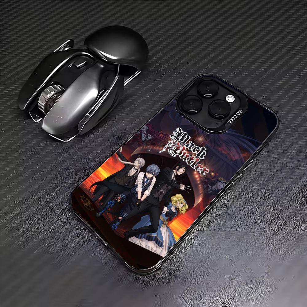 Anime B-Black Butler  Phone Case For iPhone17,16,15,14,13,12,11 Plus,Pro Max Colored Silver Plated Inside Cover