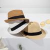 Summer sunscreen hat top hat men's and women's outdoor sunshade straw hat straw jazz hat crimped hat