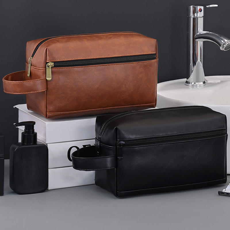 Men Business Travel Wash Toiletry Bag Waterproof PU Leather Bathroom Shaving Tools Organizer Pouch Cosmetic Bag Women Need Bag