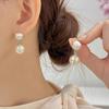 Vintage French Style Brushed Shiny Faux Pearl Stud Earrings For Women
