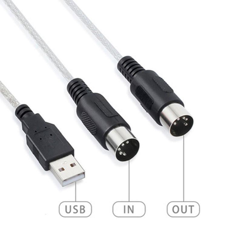 USB-zu-MIDI-Kabel für E-Drums, Yamaha-Pianos und Musikbearbeitung, 5-polig, 5-adrig