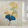 Green Ginkgo Biloba Shower Curtain Gold Ginkgo Leaves Modern Bathroom Shower Curtains Set Waterproof Botanical Bath Curtain Sets