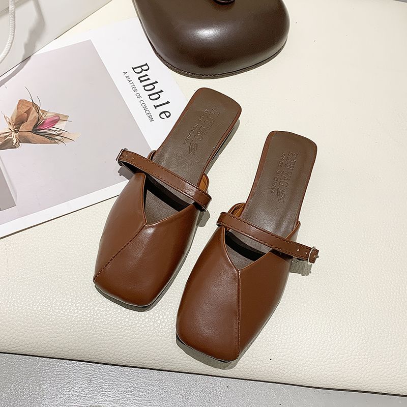 Slides Job Summer White Shoes for Women 2024 Low Heel Sandals Leather Mules Woman Slippers Y On Offer Luxury 39 Promotion W Shoe