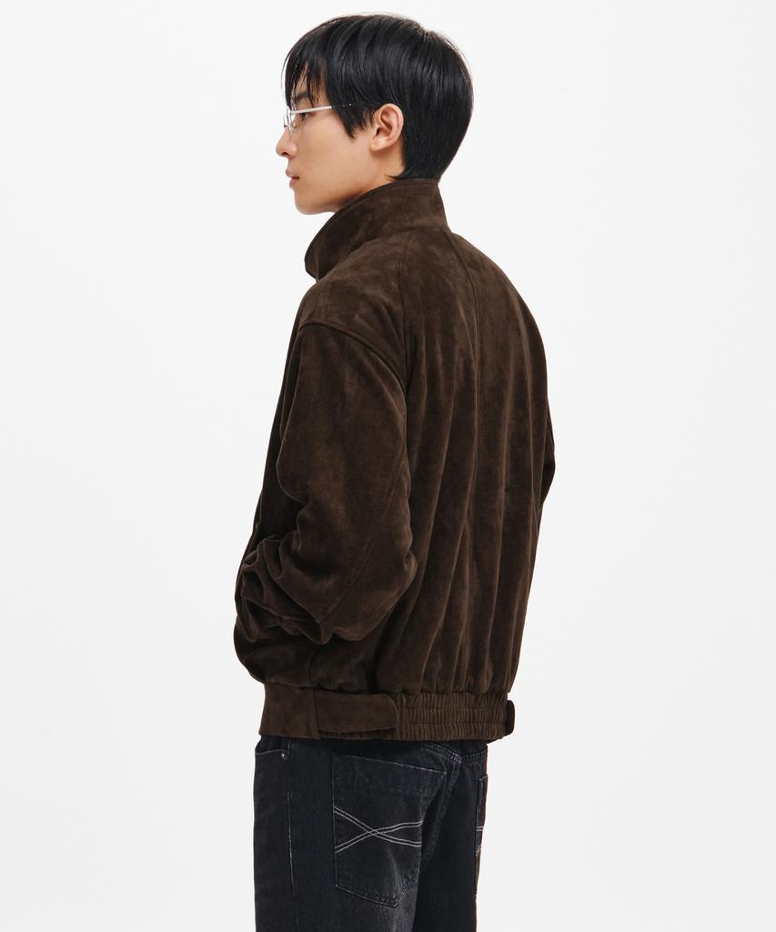 INTEMPOMOOD High-Neck Suede Jacket_Brown
