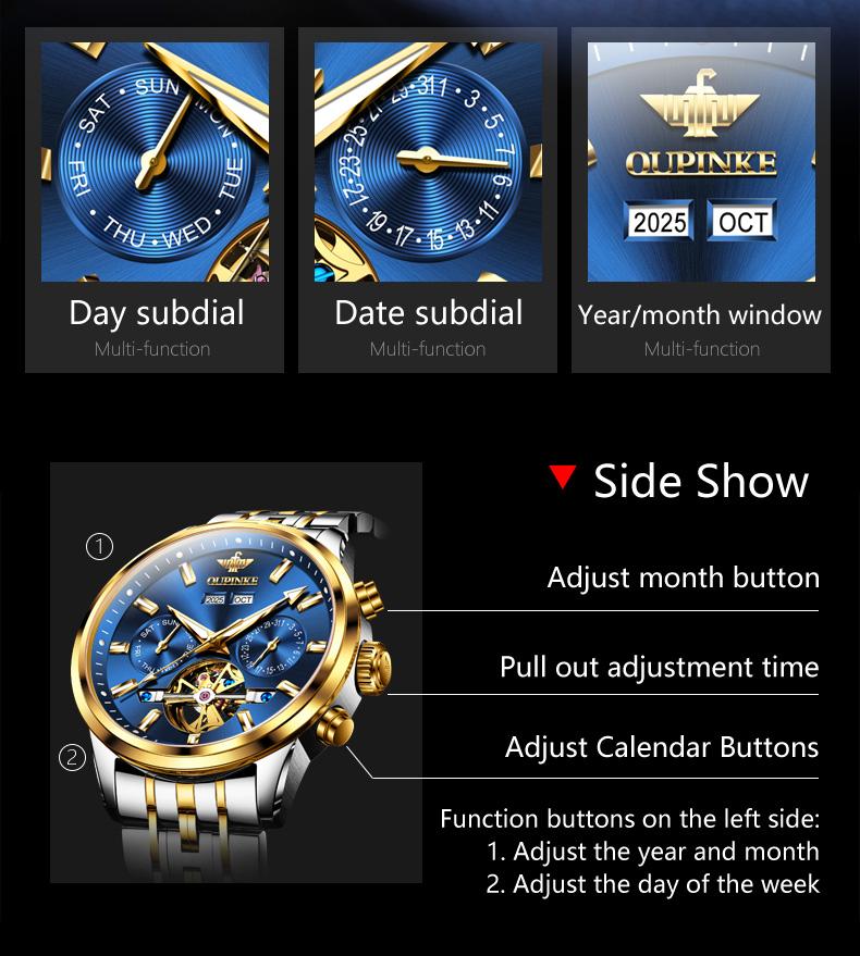 OUPINKE 3296 Automatic Watches for Men Luxury Brand Original Man Watch 5bar Waterproof Men's Business Mechancial Wrist Watches
