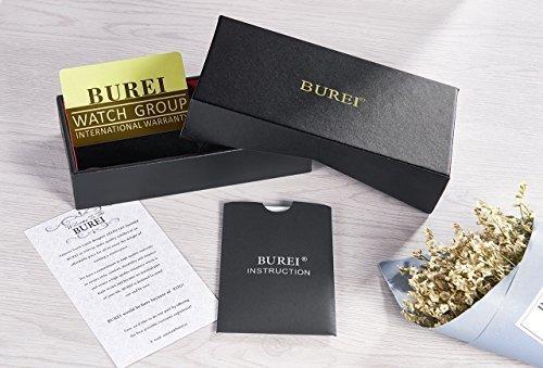 BUREI Men's Leather Watch, Popular Brand, Analog, Roman Numeral, Simple Design, Waterproof, Stylish, Commuter, Business, Silver White