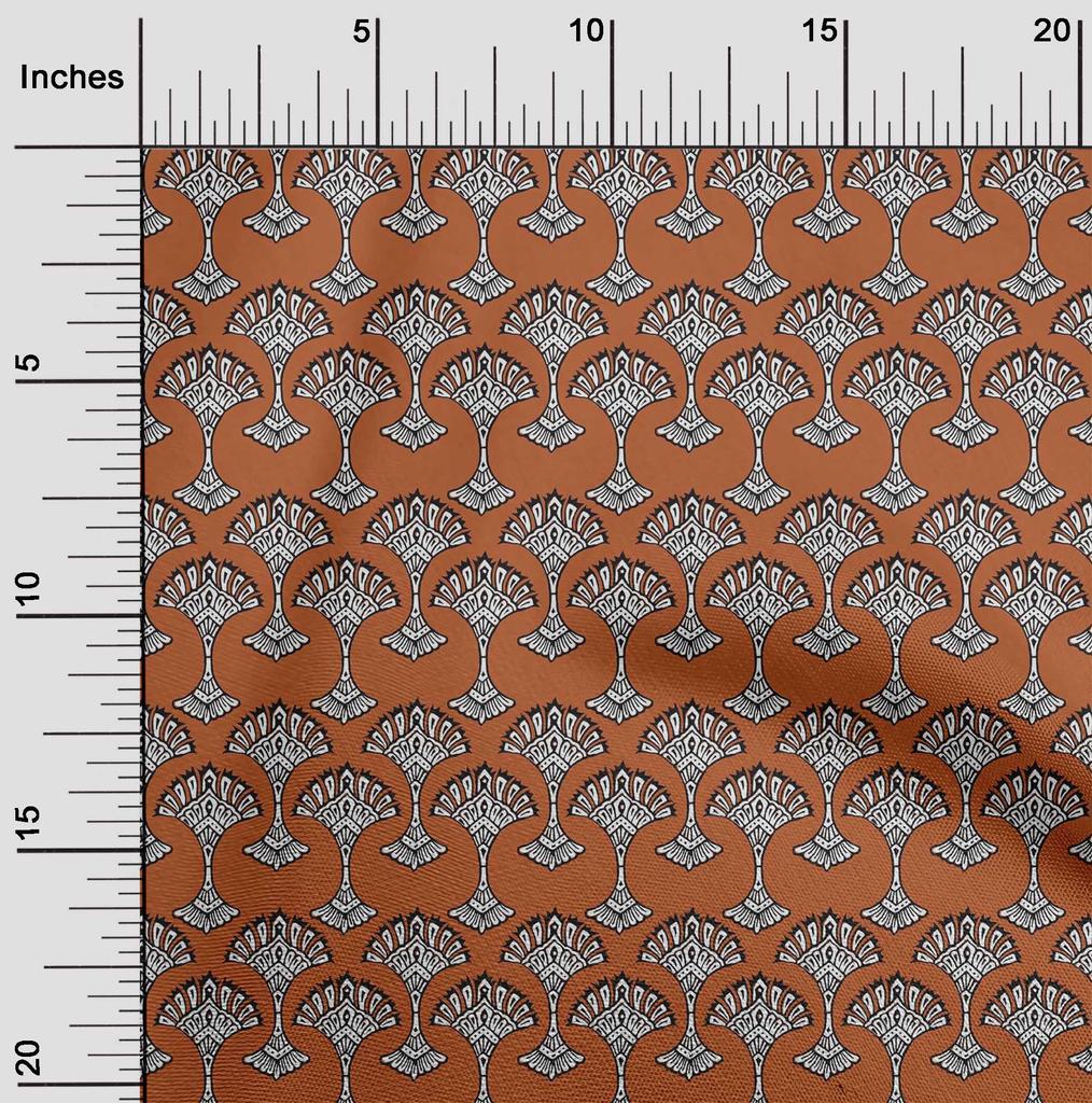 oneOone Cotton Flex Fabric Floral Block Printed Fabric 1 Yard 40 Inch Wide