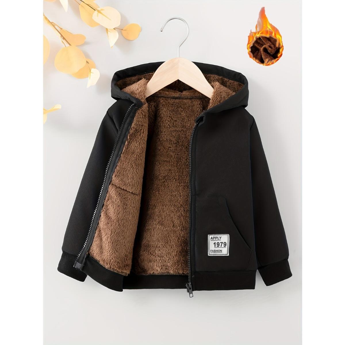 

Мальчиковая осенне-зимняя флисовая куртка-композит на молнии с капюшоном 2-3Y чёрный