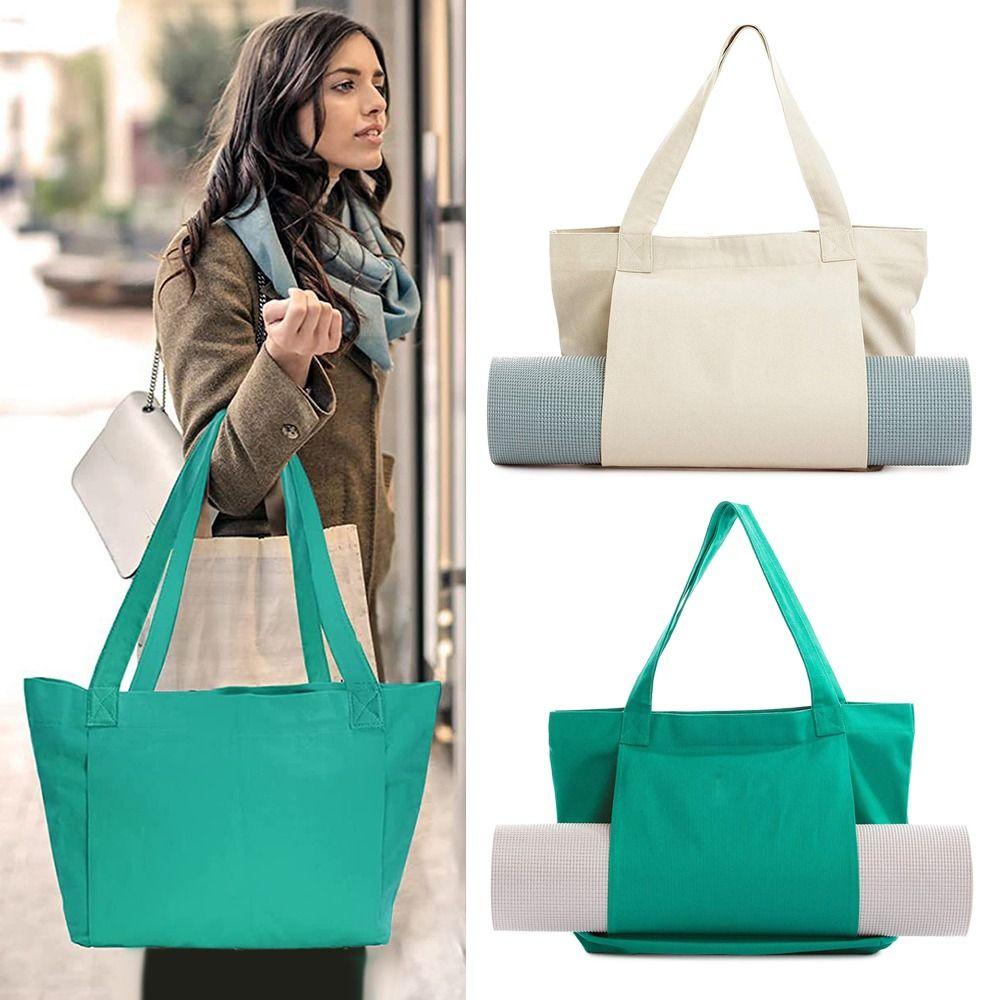 

Многофункциональная базовая холщовая сумка для йоги и пилатеса большой емкости, спортивная сумка с держателем коврика для йоги