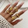 Holiday Sea Star Metal Open Ring Set of 6 - Star Oyster Jointed Ring for Women