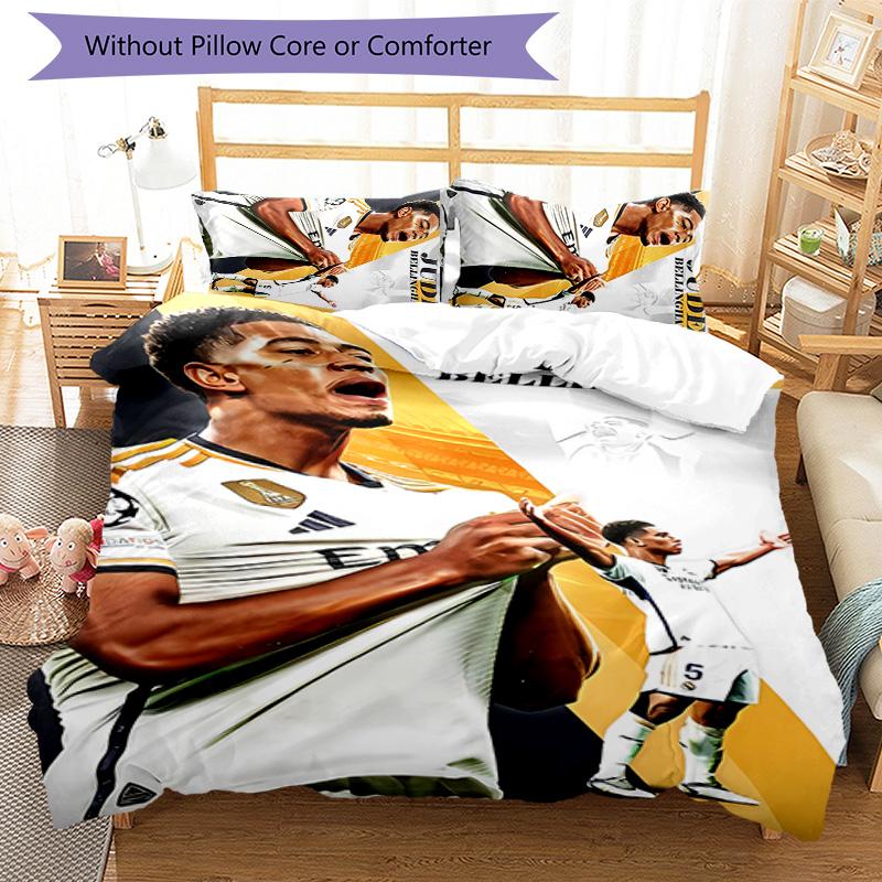 3pcs Jude Bellingham Pattern Bedding Set Duvet Cover Set Includes Duvet Cover &pillowcases,perfect All Season Bedroom Decoration&gift