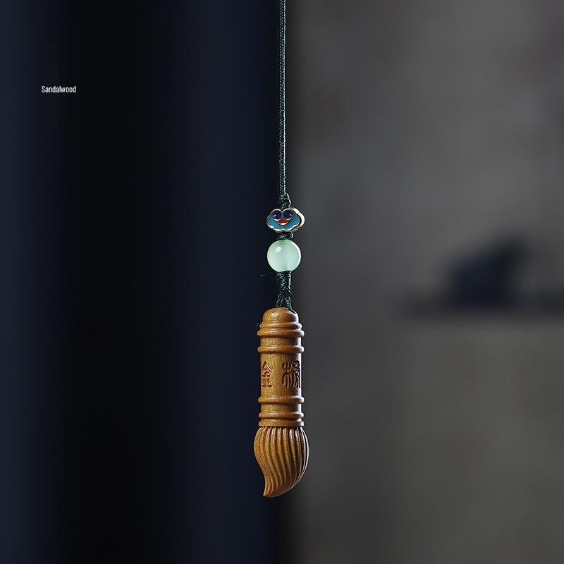 Green Sandalwood Wenchang Pen Pendant & Keychain: Unisex Gift for Phones, Backpacks, and More.