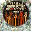 Vintage Tin Sign We Are All Respected Accepted Here 8x8 Retro Metal Poster 80s 90s Aesthetic Aluminum Wall Decor