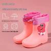 Girls' Korean Style Non-Slip Cartoon Rain Boots, Ages 7-12, Waterproof with Drawstring for Toddlers and Kindergarten