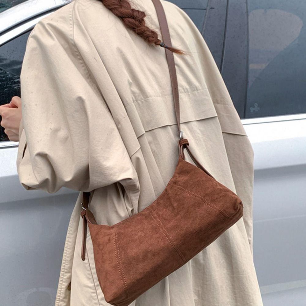 Large Capacity Slouchy Hobo Bags Shoulder Bag Solid Color Tote Bag Suede Pillow Handbag  Summer