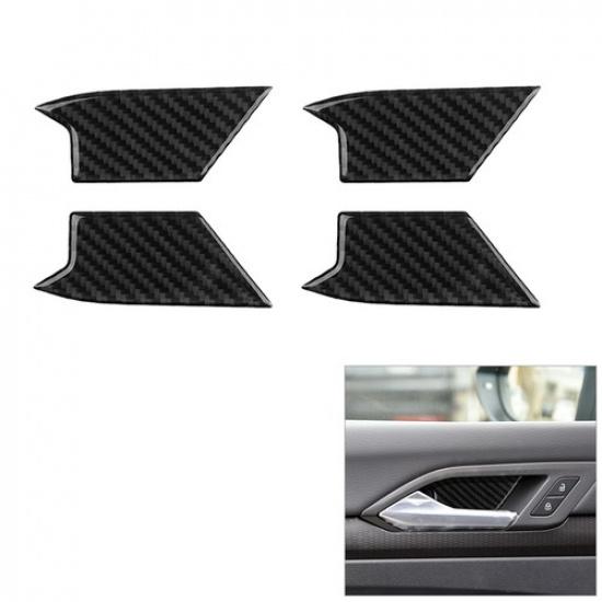 4Pcs Carbon Fiber Interior Door Handle Bowl Cover Trim For Volkswagen Golf