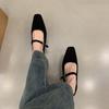 Retro Velvet Mary Jane Shoes Women's Wedge Shoes Spring Autumn New Summer Skirt Evening Versatile Commuting High Heels Shoes