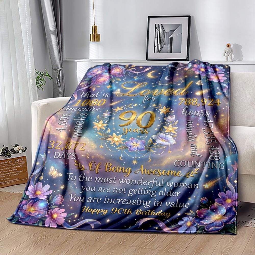 90. Geburtstag Flanelldecke - Weich und geeignet für Sofas, Betten, Büros, Reisen, alle Jahreszeiten, tolles Geschenk für Feiertage und Geburtstage.