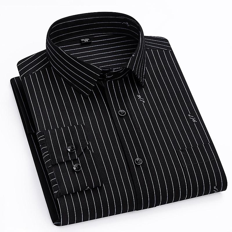 

High Quality Men s Shirts Spring Autumn Long Sleeve Wrinkle Resistant Non Ironing Stripe Man Clothing Big Size 5XL 6XL 7XL 47
