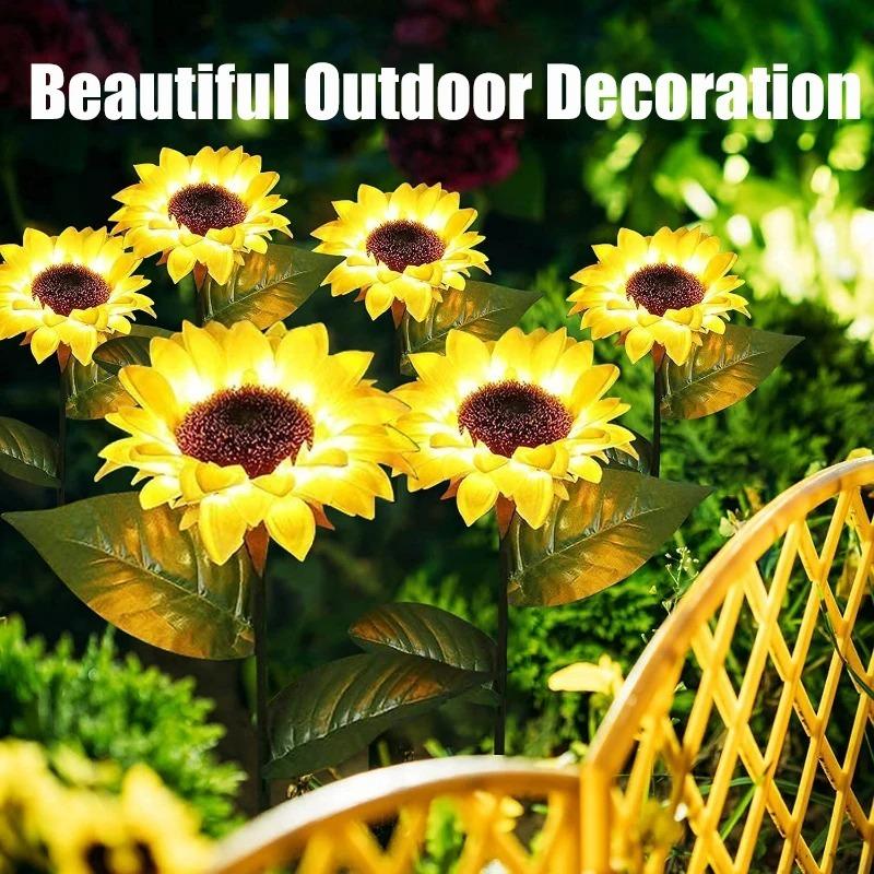

900LM светодиодные солнечные фонари в виде подсолнуха, уличный водонепроницаемый солнечный садовый светильник с автоматической зарядкой для патио, задний двор, декоративная лампа