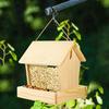 Wooden Hanging Bird Feeder with Easy-Open Roof Weatherproof Outdoor Wild Bird Feeder for Garden Patio Balcony Large Capacity Seeds