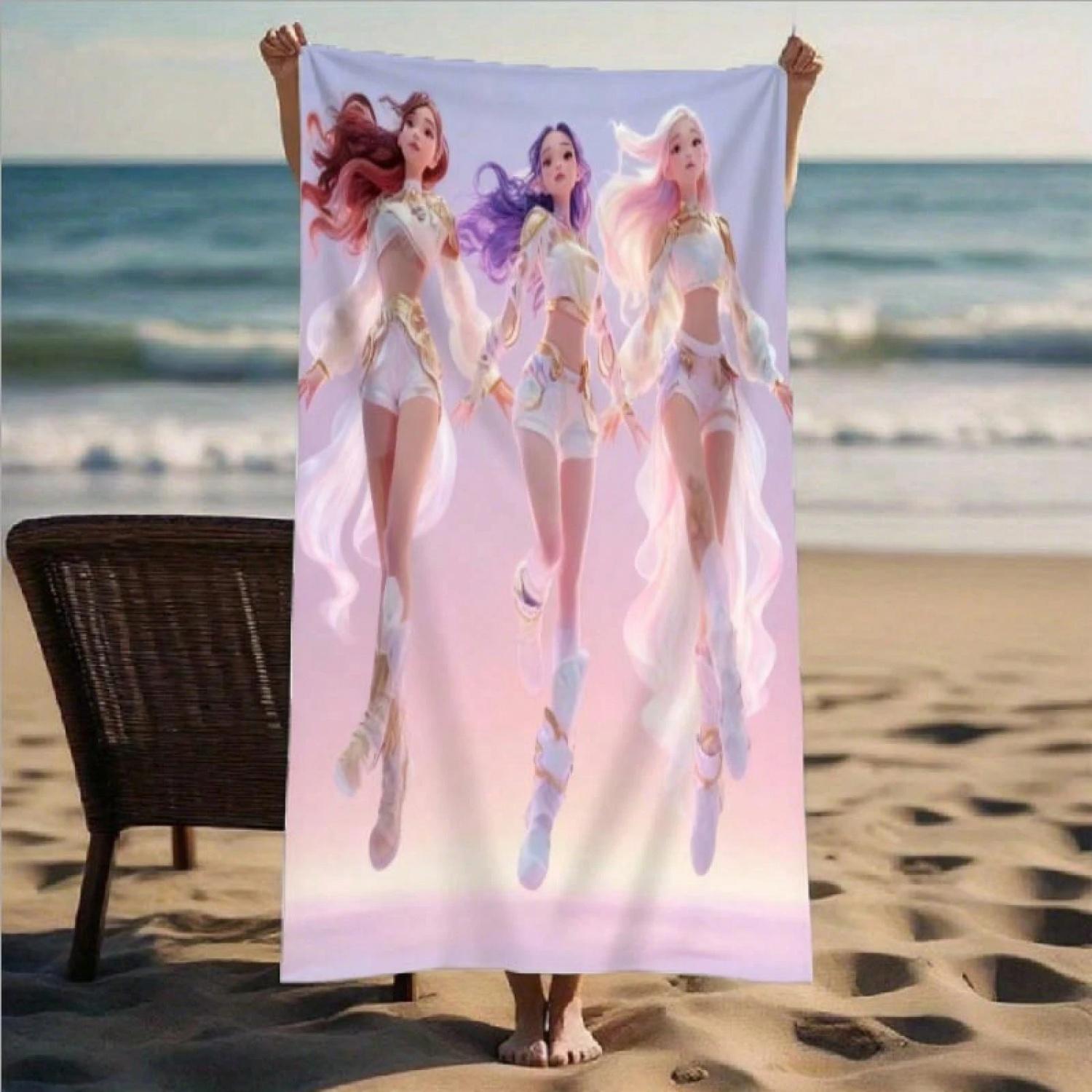 

1 Piece Female Warrior Inspired Printed Beach Towel Beach Towel Sun Protection Towel Bath Towel Dual Use Outdoor W30*H60(CM)