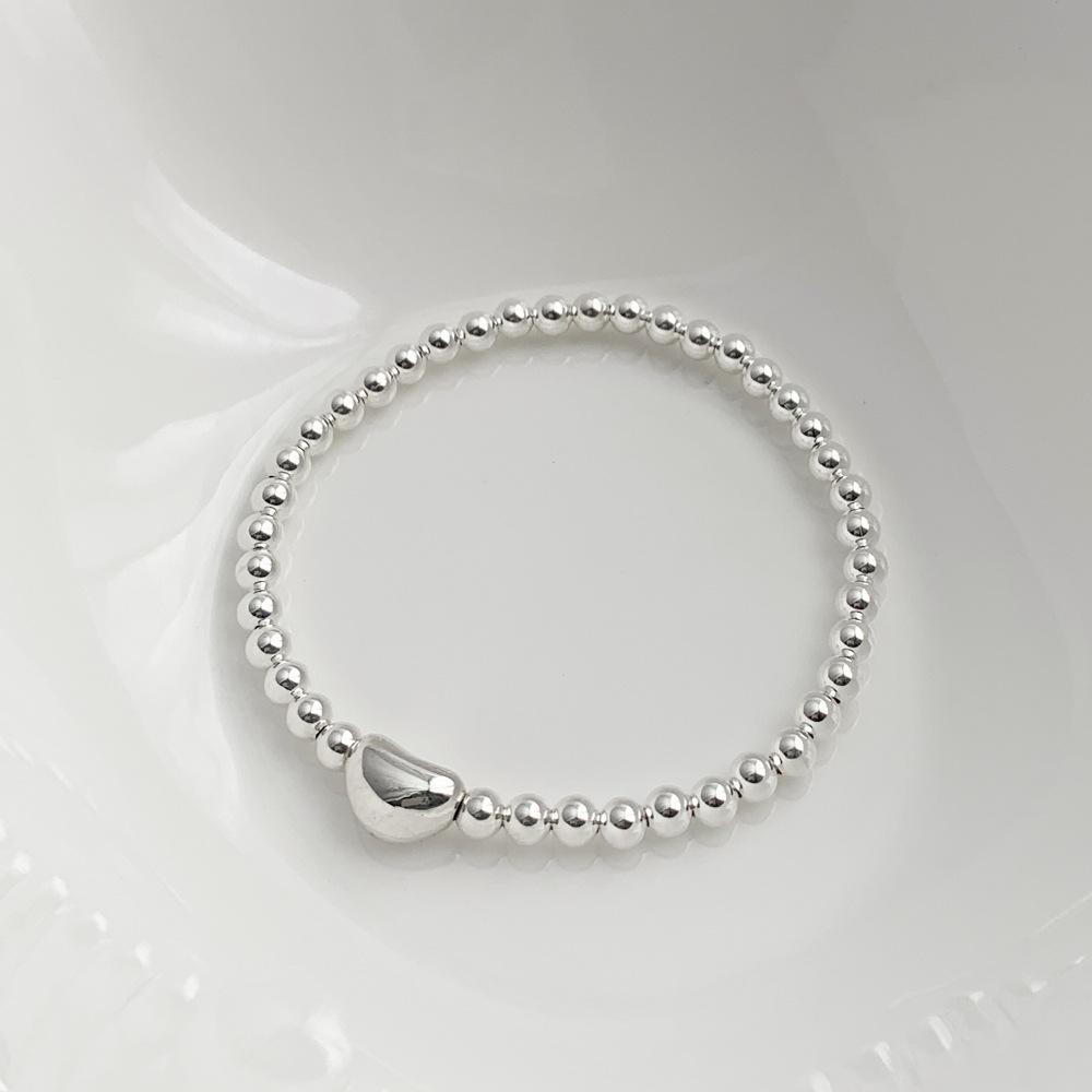 Ins Design 925 Sterling Silver Handmade Round Beads Bracelets Lovely Cute Heart/Bean/Square Smile Charm Women Bracelets Jewelry