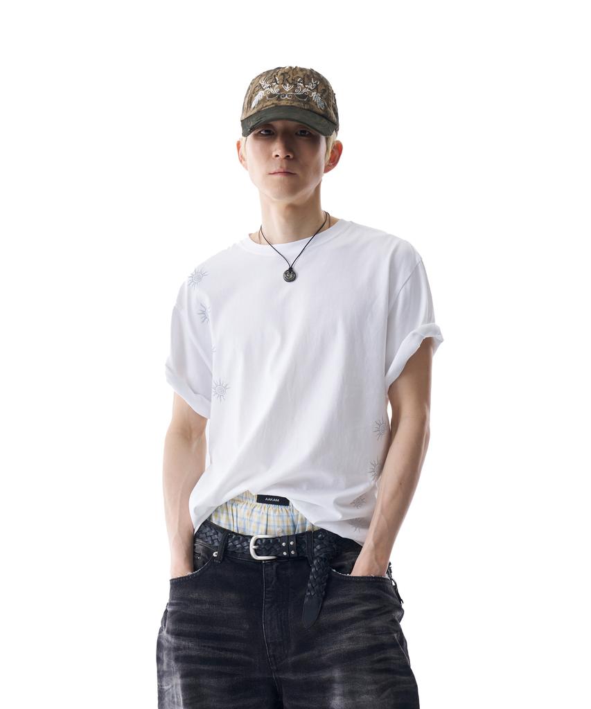 AAKAM Cracked Sun Half Top (White)