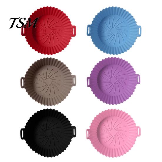 High-temperature Resistant Air Fryer Pan Silicone Liner Round Non-Stick Basket Food-grade Pot Baking with Oil Drain Grooves Accessory for Even