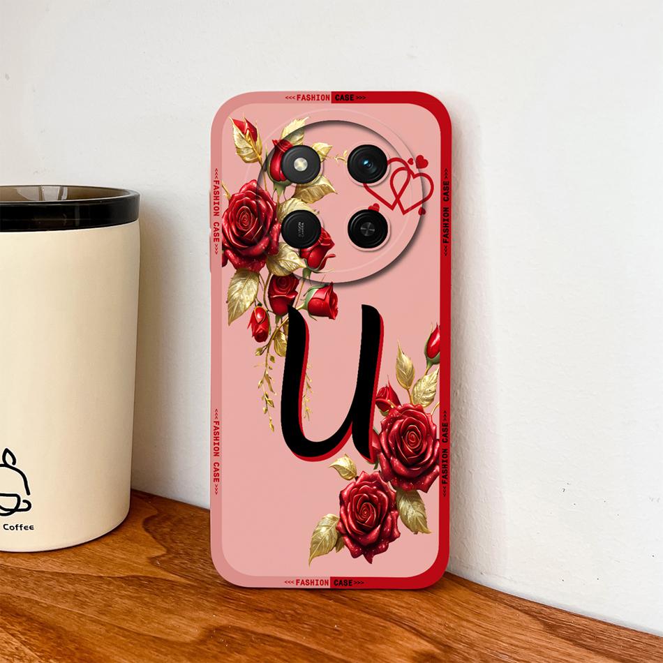 For Honor Magic 7 Lite Case For Magic 8 Lite Rose Letters Soft Phone Back Cover For Magic7 Magic8 Lite Liquid Silicone Fundas