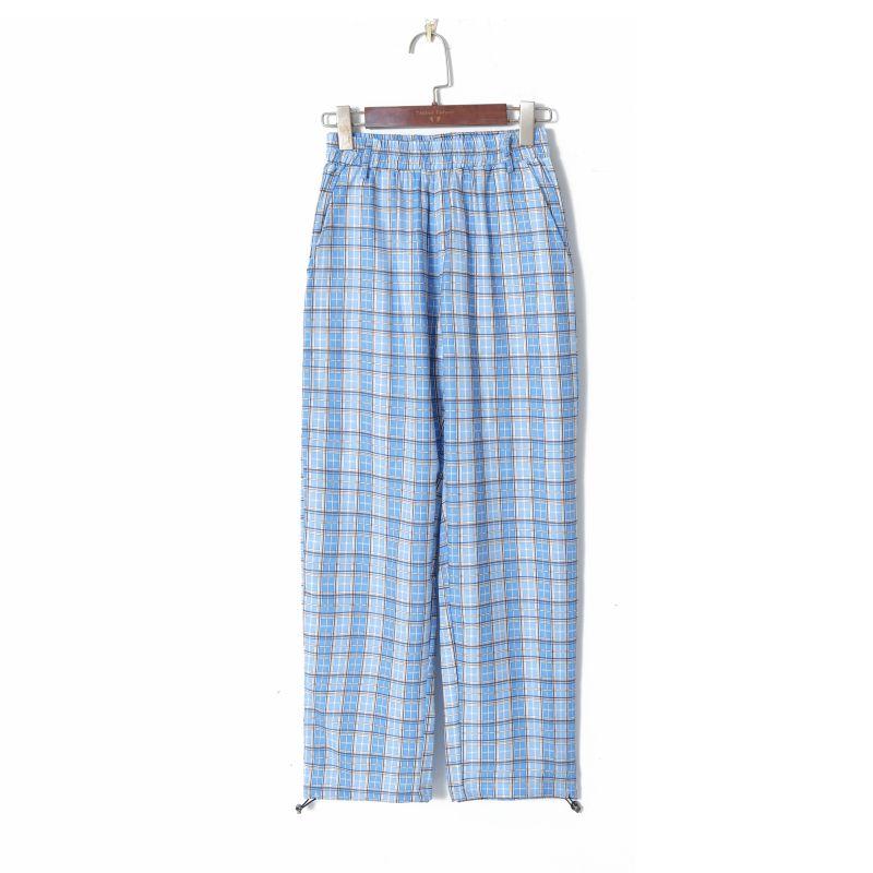 

Женские модные повседневные брюки свободного кроя в клетку с цветными блоками в корейском стиле Blue grid L