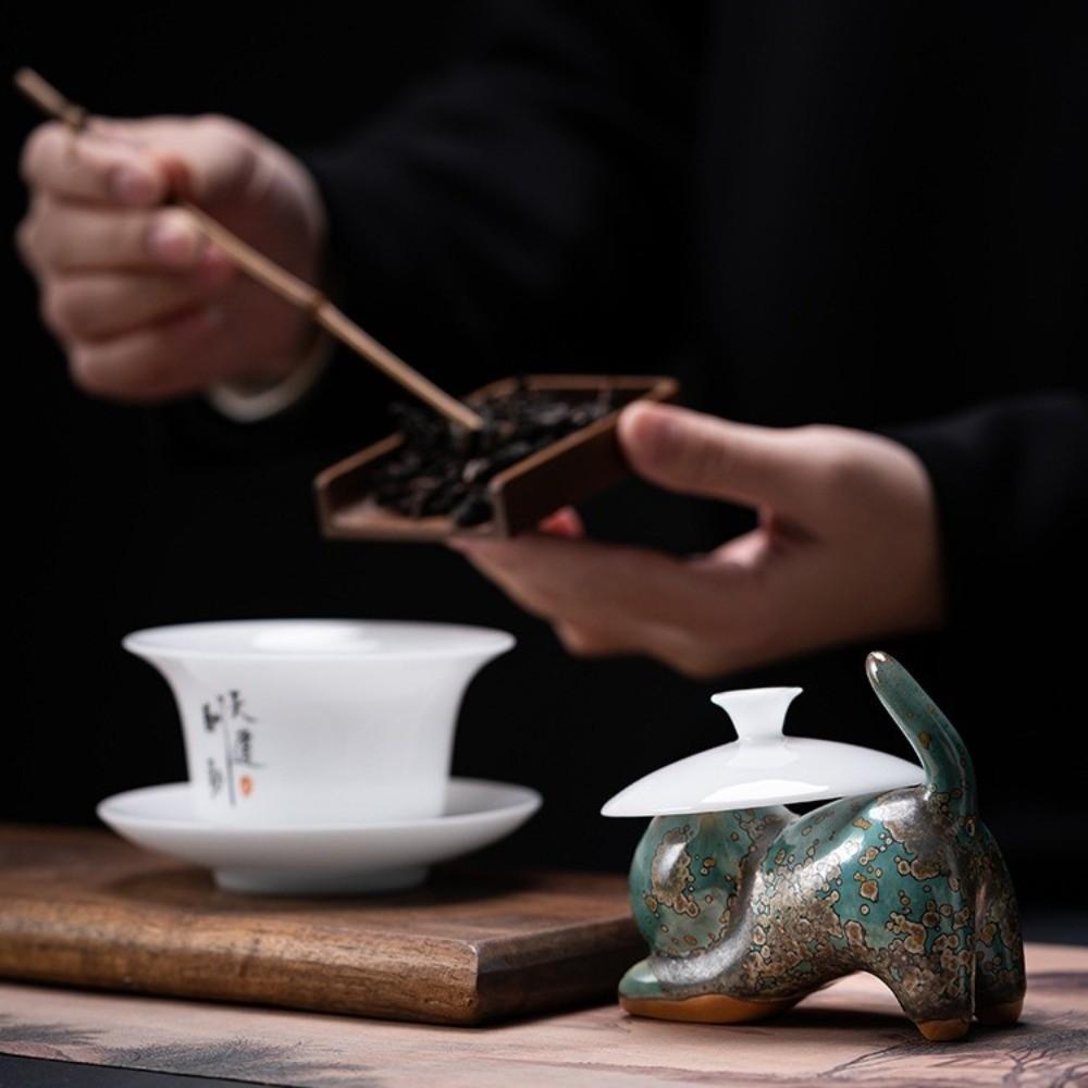 1/4pcs Cat Tea Pet Ceramic Ornament Craft Desktop Decoration Jun Porcelain Cat Tea Pet Chinese Style Lazy Cat Car Ornament