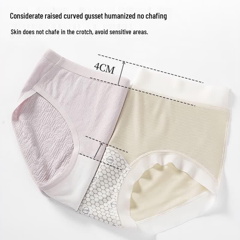 MaoRen Women's Seamless Ice Silk Antibacterial Mid-Waist Briefs