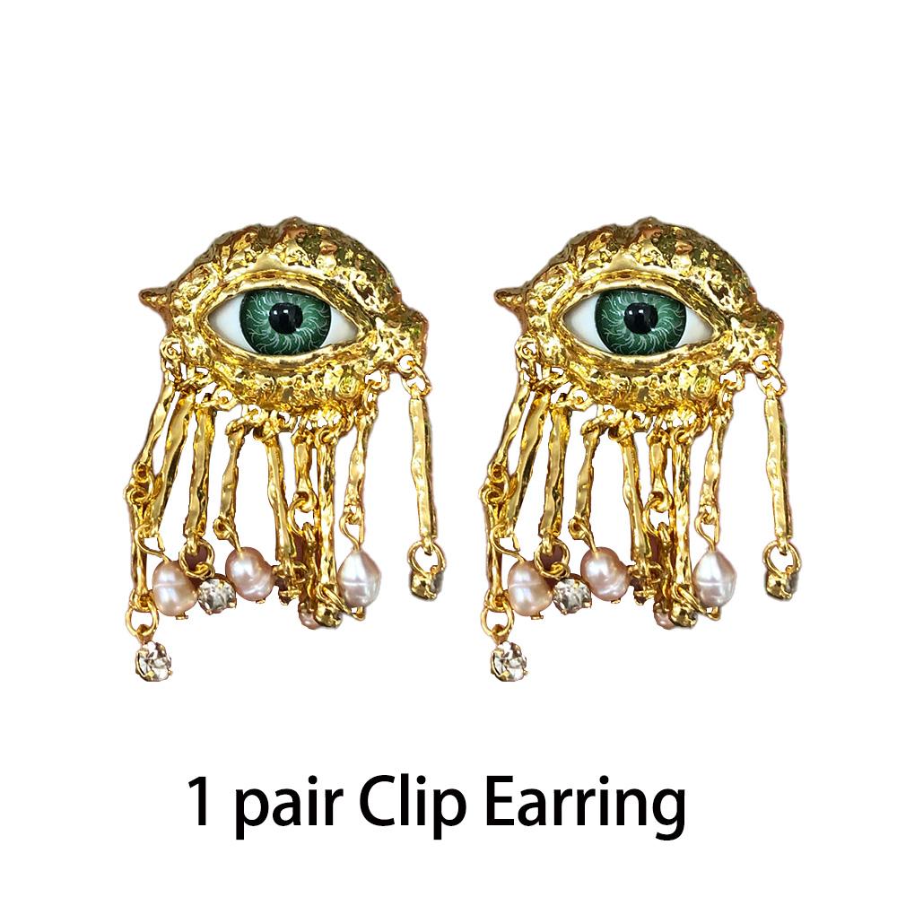 Women Vintage Eyes of Demon Earring Ring Exaggerated Trendy Earrings Style Imitated Pearl Girls Delicate Tassels Jewelry