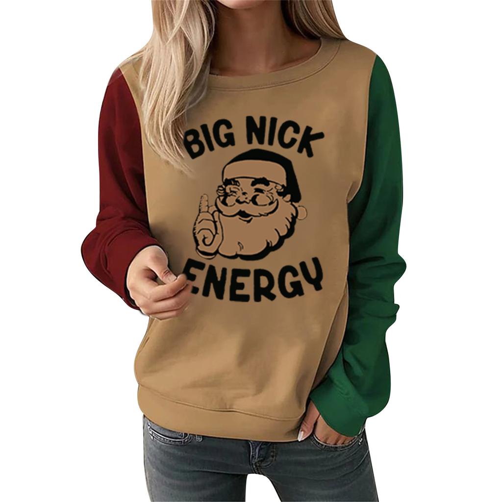 Women Christmas Printed Sweatshirts Fashion Long Sleeved T-shirt Round Neck Hoody Women's Hoodies Female Tops