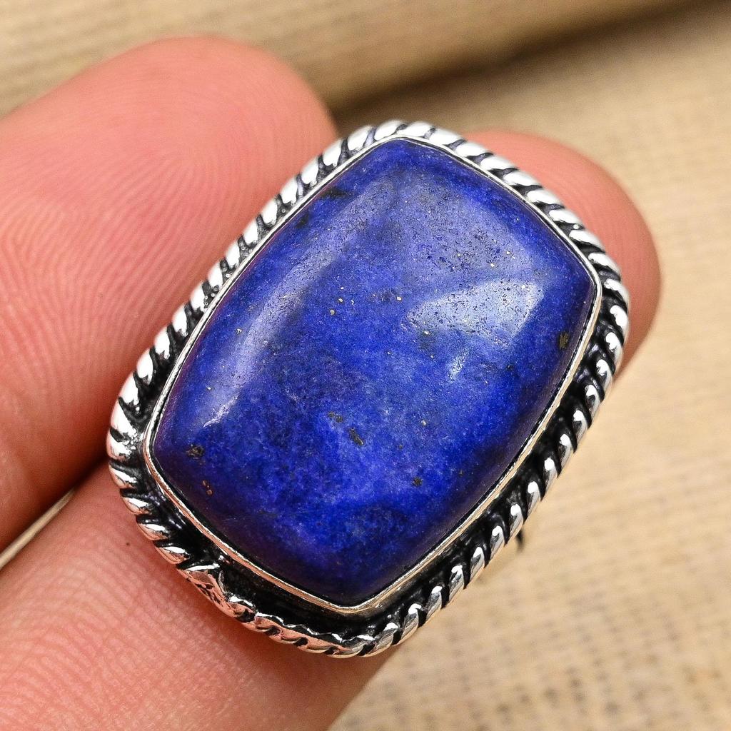 Lapis Lazuli Gemstone Handmade 925 Sterling Silver Ring Jewelry For Women