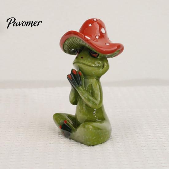 Vielseitige Tischdekorationen Yoga-Pilz Frosch Figur, Kreative Harzstatue, Niedliche Sitzende Tierfiguren Grünes Ornament für Zuhause Büro