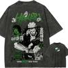Kinji Hakari T-shirt Jujutsu Kaisen Jackpot 777 Tee Vintage Washed Oversized Retro Anime Harajuku Men Streetwear Graphic Clothes