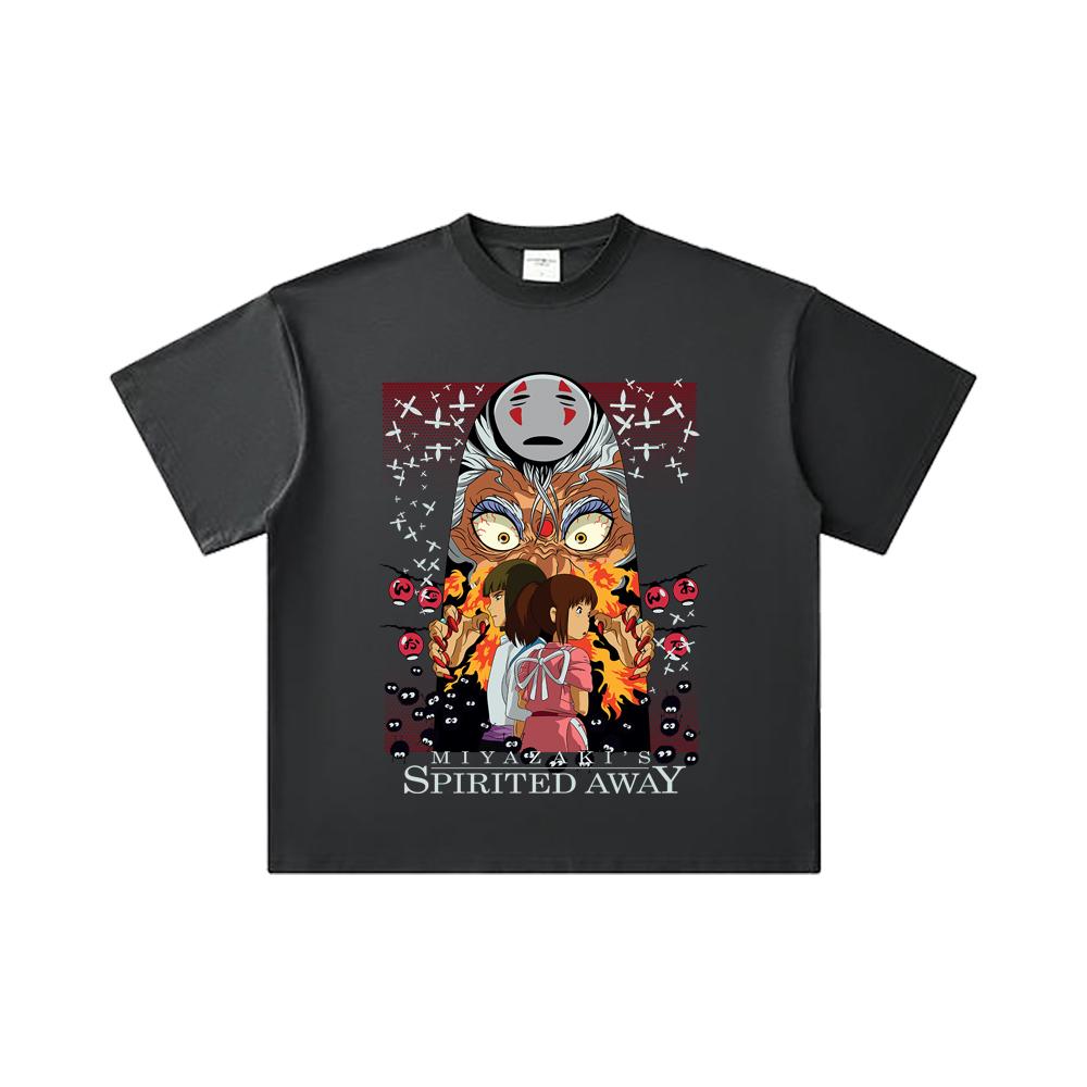 260 GSM Double Yarn 32 Count 100% Cotton Ghibli V1 Spirited Away Print Unisex Heavy Cotton T Shirt