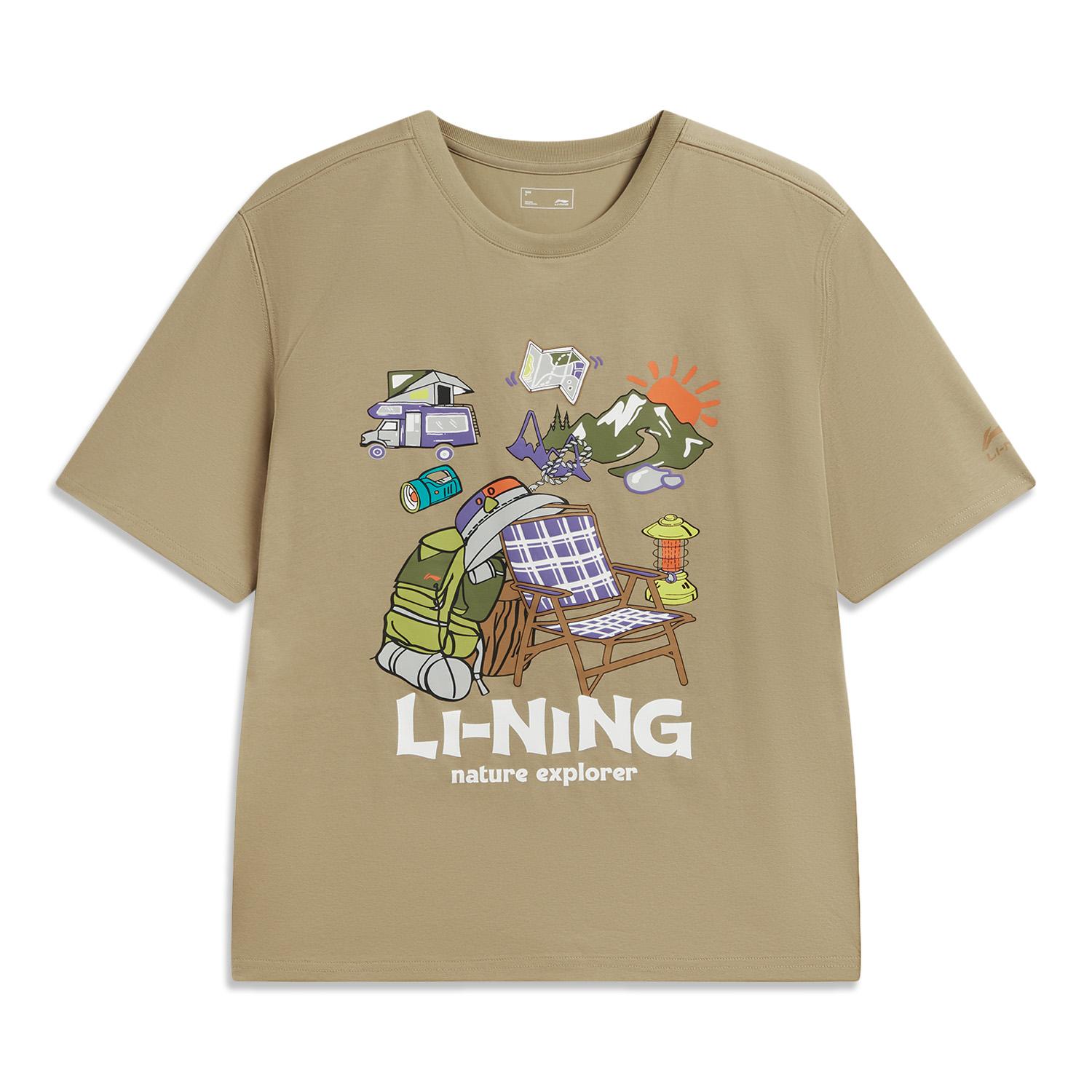 

Li Ning Sports Lifestyle Series Letter Print Round Neck Loose Breathable Versatile Short Sleeve T-Shirt Unisex Tops ATSW291-7 3XL