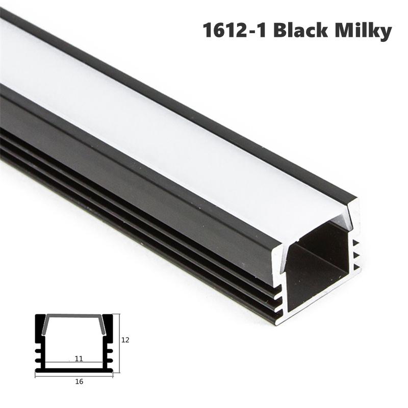 0.5m/1m 1612 LED Aluminum Profile YW Style Recessed Black Silver Channel Indoor Decoration Linear Strip Lights Cabinet Bar Lamp