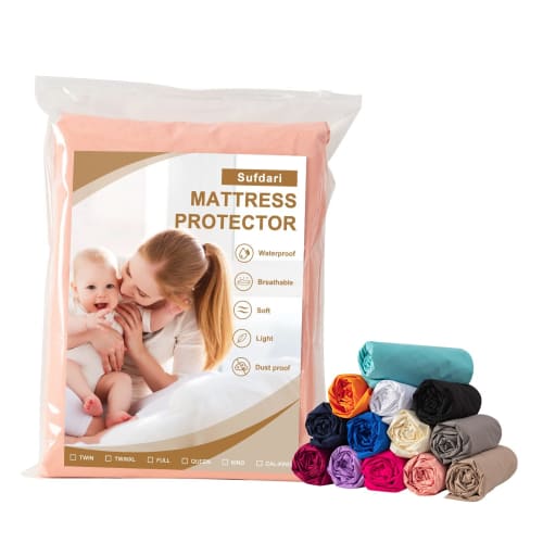 Sufdari Waterproof Fitted Sheet, Semi-Double, with Elastic Bands, Waterproof Mattress Cover, Bed Cover, Bedwetting Sheet, Soft to the Touch, Pill-Free