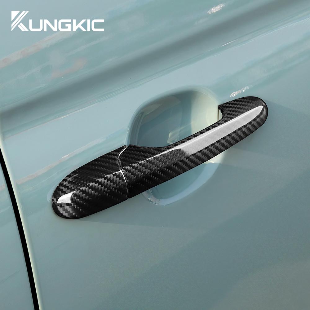 Real Hard Carbon Fiber Door Handle Cover For Fiat 500 2008-2025 Abarth 595 595C 2012-2025 695 2010-2025 Dry Carbon Door Handle