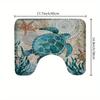 3pc,  Soft and Non-Slip Turtle Bathroom Rug Set - Includes Absorbent Bath Mat and U-Shaped Contour Rug - Perfect for Bathroom and Shower - Machine