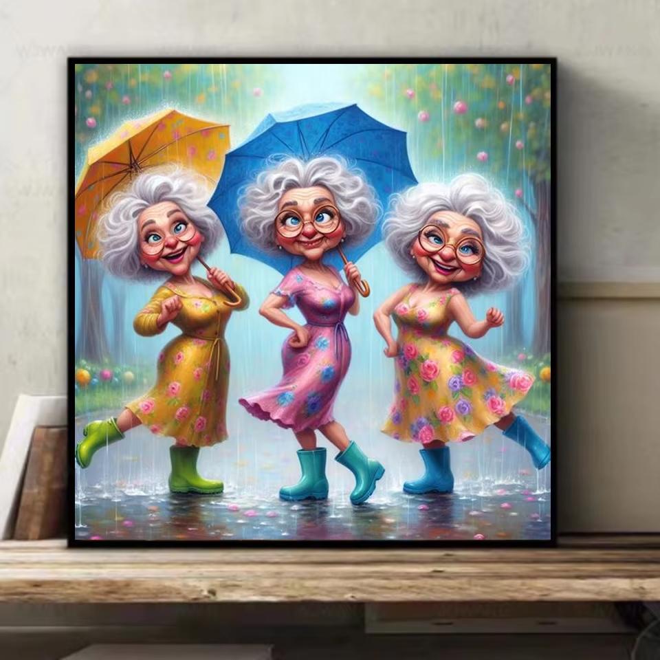 Glückliche alte Dame und Haustierhund 5D DIY Diamantmalerei Lustige Oma Katze Neu 2025 Kreuzstich-Sets Mosaik Diamantstickerei Kunst