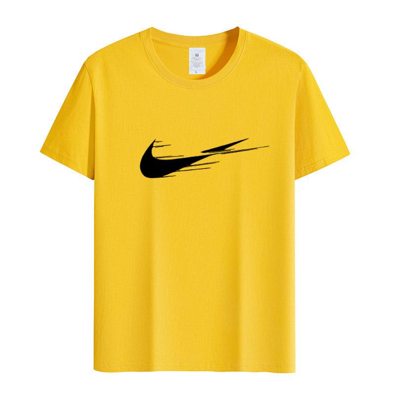 Летняя мужская футболка высокого качества из хлопка с короткими рукавами и принтом, женская футболка, модная спортивная рубашка, повседневный топ для бега XL бежевый