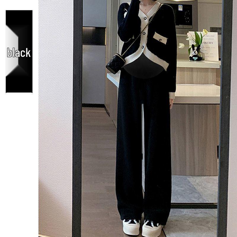 

Maternity Wide-Leg Pants - Velvet Lined, Plus Size, Comfortable Fit, Slimming, Warm for All Seasons. One Size - 80-110 lbs