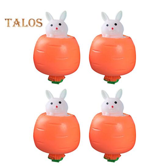 4Pcs Popping Rabbit Carrot Squeeze Toy Anxiety Stress Relief Bunny Radish Sensory Pinch Toy Kids Adults Vegetable Animal Fidget Toy