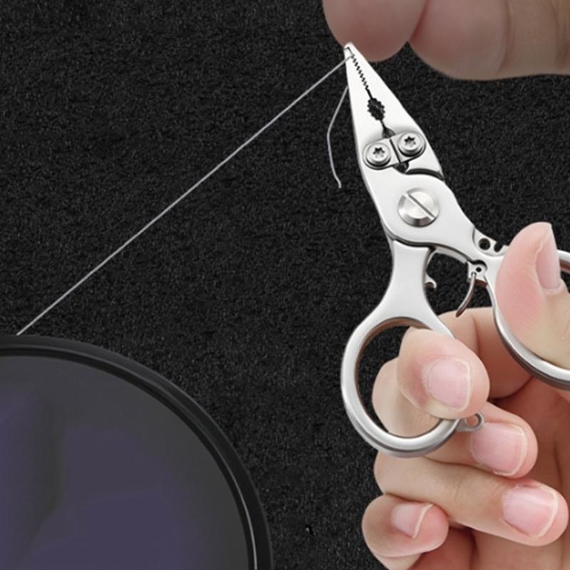 Braided Fishing Line Cutter Rings Openers with Lanyard Fishing Pliers Multifunctional Fishing Tackle Stainless Pliers