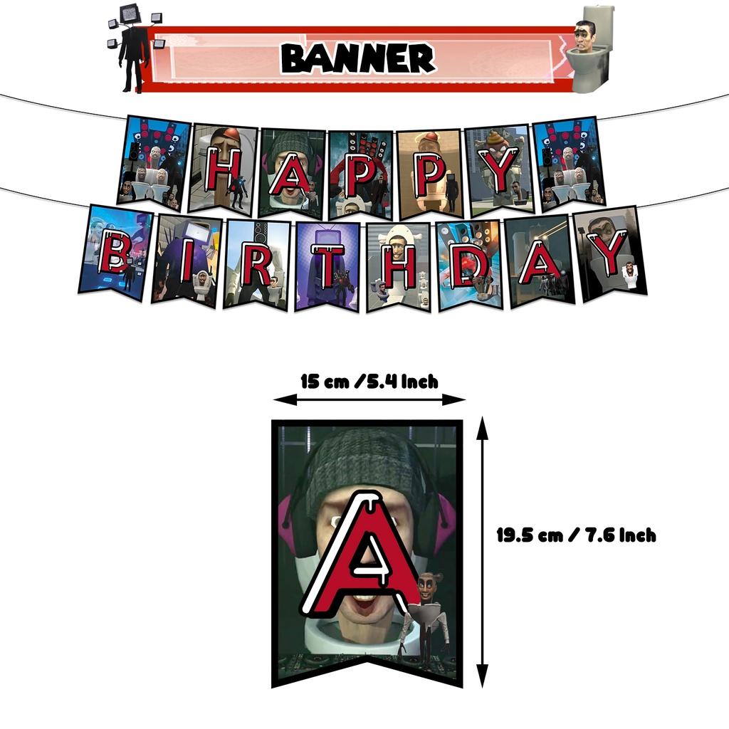 Skibidi Toilet Thema Geburtstagsparty Dekorationsset Monster Geburtstagstortenaufsatz Papierflagge Luftballons Und Mehr!